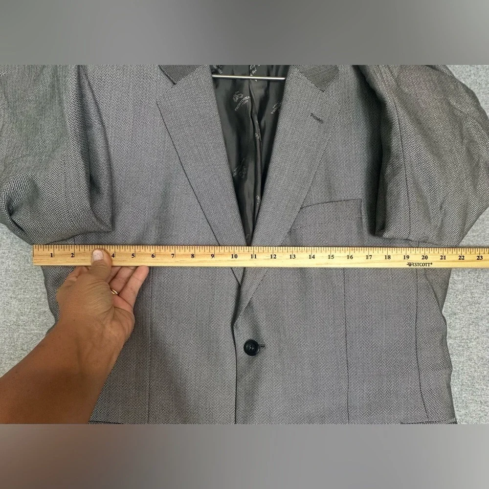 Prontomoda Blazer Mens 42R Gray Silk Wool Cashmere Herringbone Italy Jacket Suit